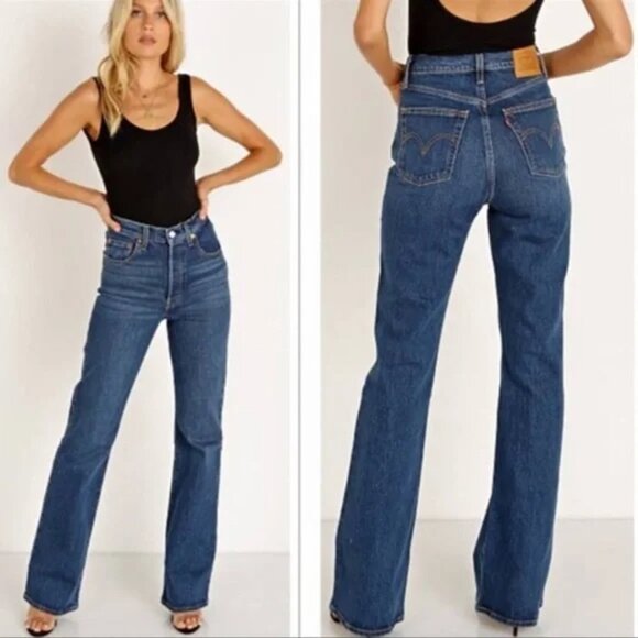 Levi's Ribcage Boot Jeans Women's 31 Stretch High Rise - Picture 4 of 14